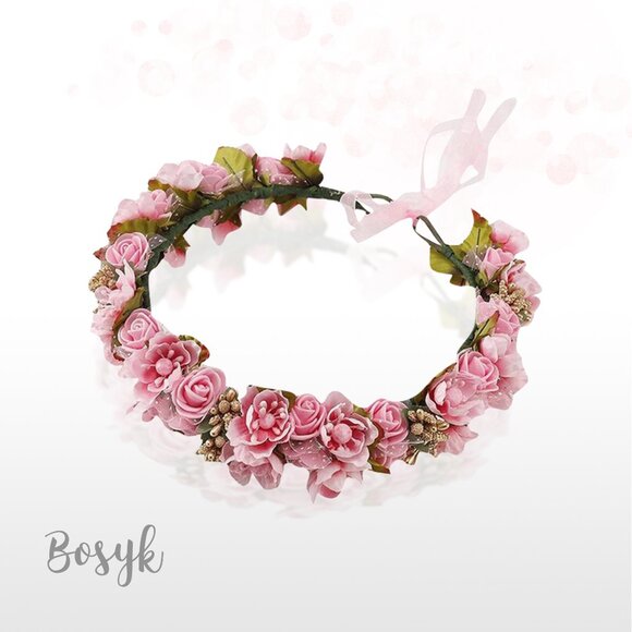 Blossom cherries and roses headband- Headband Flower Headband wedding for girls - Picture 2 of 2